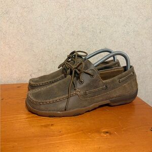 Twisted X Men’s Boat Shoe Driving Mocs in Bomber brown leather Size 7